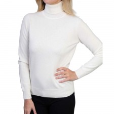 Lona Scott Ladies Roll Neck Cashmere Jumper in Winter White