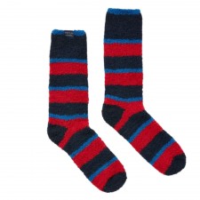 Joules Fluffy Socks in Red Blue Stripe UK 7-12