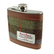 Harris Tweed Hip Flask 6oz In  MacLeod Tartan