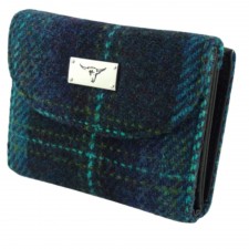 Harris Tweed 'Jura' Purse in Turquoise Check