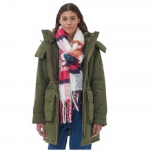Barbour Ladies Rawson Check Scarf in Dahlia & Navy