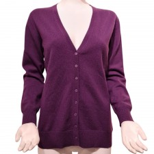 Lona Scott Ladies V-Neck Cardigan in Dark Purple UK M