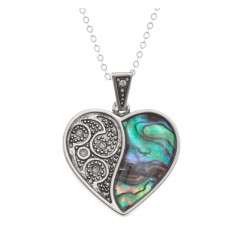 Tide Jewellery Paua Shell Diamante Heart Necklace