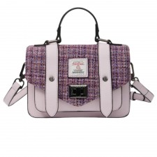 Islander Mini Satchel with Harris Tweed in Violet Mini Dogtooth 