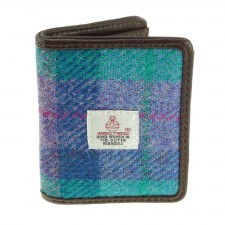 Harris Tweed Lewis Credit Card Holder In Green & Purple Check