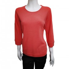 Text Ladies Crew Neck 3/4 length Jumper in RedWood