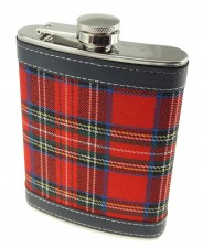 Red Tartan Hip Flask 8oz