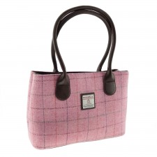 Harris Tweed 'Cassley' Tartan Classic Handbag In Bright Pink Overcheck