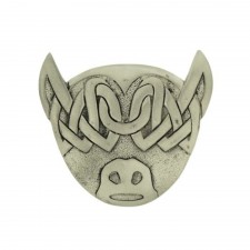 Art Pewter Large Antique Highland Coo Brooch In Matt Finish