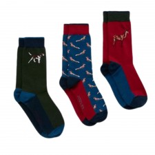 Joules Striking 3 Pack Cotton Socks in Game Animal