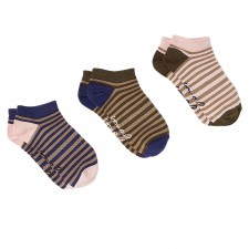 Joules Ladies Rilla Trainer Sock 3 Pack in Pink Stripe