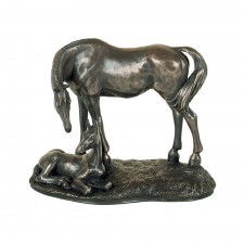 Mare and Foal Bronze Figure