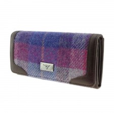 Harris Tweed 'Bute' Purse In Muted Pink Tartan