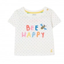 Joules Tate Artwork T-Shirt in White Spot Bee 3-6 Months