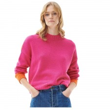 Barbour Ladies Surf Knitted Jumper in Pink Dahlia & Pumpkin