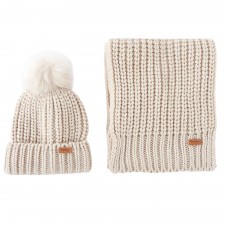 Barbour Saltburn Beanie & Scarf Set in Pearl