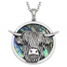 Tide Jewellery Paua Shell Highland Cow Necklace