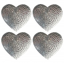 The Just Slate Company 4 Hammered Silver Heart Coasters