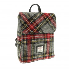 Harris Tweed 'Tummel' Mini Backpack Bag in Red & Grey Tartan