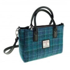 Harris Tweed 'Brora' Small Tote Bag In Sea Blue Check