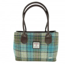 Harris Tweed 'Cassley' Tartan Classic Handbag In Turquoise Tartan