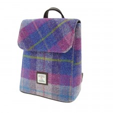 Harris Tweed 'Tummel' Mini Backpack Bag in Muted Pink Check