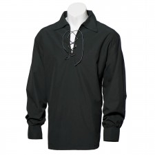 Mens Black Highlander / Ghillie Kilt Shirt