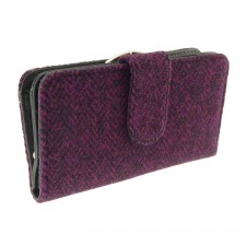 Harris Tweed 'Iona' Purse In  Burgundy Herringbone