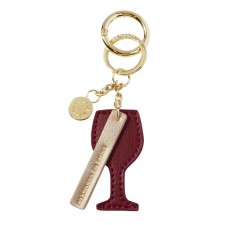Katie Loxton Chain Keyring- 'Partners in Wine' in Plum