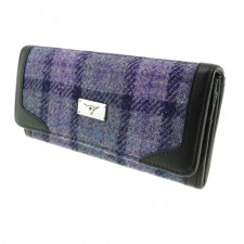Harris Tweed 'Bute' Purse In Bold Purple Check