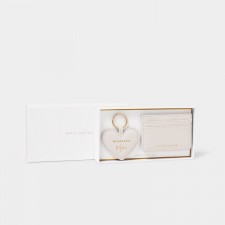 Katie Loxton 'Wonderful Mum' Heart Keyring & Card Holder Set