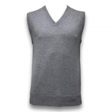 Heritage 100% Cashmere Mens Sleeveless V-Neck in Mid Grey