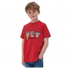 Barbour Boys Archie Dog Print Tee in Red