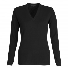 Gretna Green Ladies V-Neck 100% Cashmere Jumper in Black UK XL