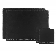 The Just Slate Company Love & Celebrate Slate Coaster & Placemat Set