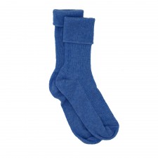 Gretna Green Ladies Blue Ribbed Cashmere Socks