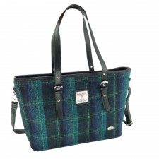 Harris Tweed 'Spey' Large Tote Bag in Turquoise Check