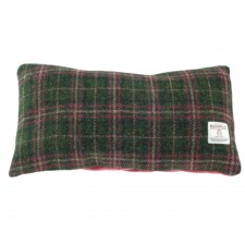 Glen Appin Harris Tweed Rectangular Cushion in Dark Green & Plum Check