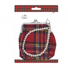 Tartan Purse with Bead Wristlet