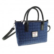 Harris Tweed 'Brora' Small Tote Bag In Blue Basket Weave