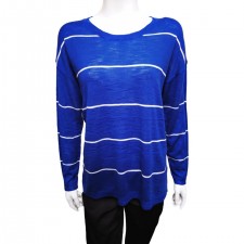 Hepburn Ladies Curve Back Stripe Jumper in Blue