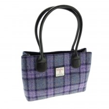 Harris Tweed 'Cassley' Tartan Classic Handbag In Bold Purple