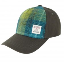 Glen Appin Baseball Cap With Harris Tweed in Sea Blue & Green Check