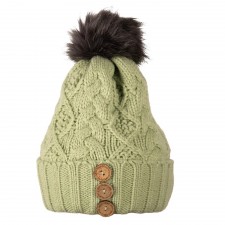 Aran Diamond Cable Button Hat in Laurel