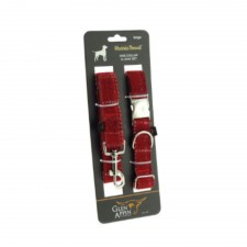 Harris Tweed Red Check Tartan Dog Collar and Lead