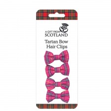 Pack of 4 Pink Tartan Bow Hair Clips