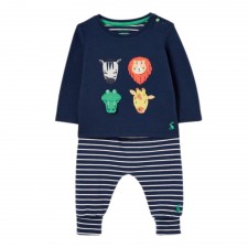 Joules Byron Artwork Set in Navy Zoo 3-6 Months