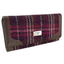 Harris Tweed 'Bute' Purse In Purple Check