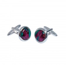 Heathergems Circle Silver Plated Cufflinks