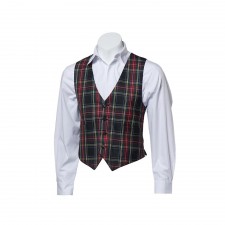 Mens Black Stewart Tartan Waistcoat
